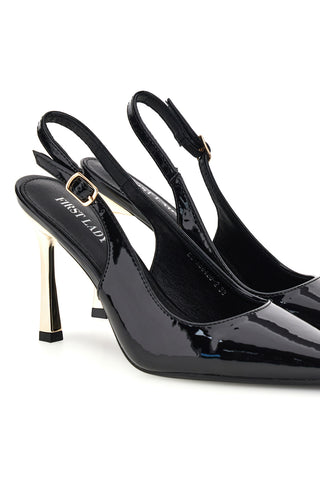 Décolleté slingback nere in vernice First lady BGA884202