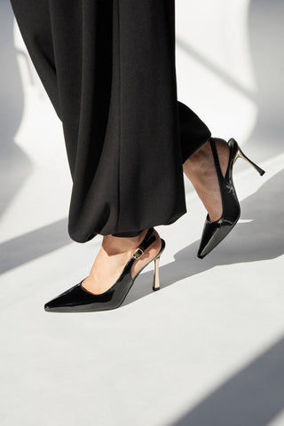 Décolleté slingback nere in vernice First lady BGA884202