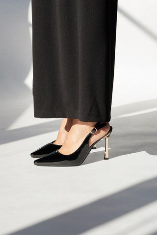 Décolleté slingback nere in vernice First lady BGA884202