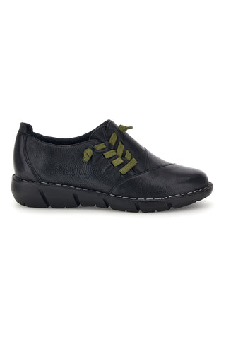 Scarpe stringate nere in vera pelle con lacci verdi Pittarello Tierra 17569