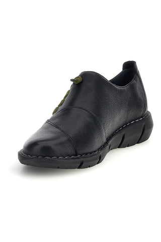 Scarpe stringate nere in vera pelle con lacci verdi Pittarello Tierra 17569