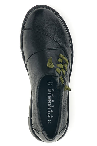Scarpe stringate nere in vera pelle con lacci verdi Pittarello Tierra 17569