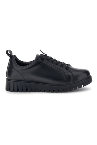 Schwarze Schnürschuhe aus echtem Leder mit Plateau-Sohle Prima riga J01