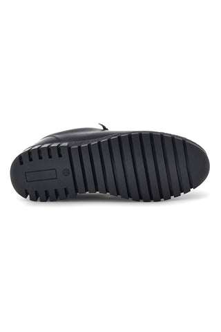 Schwarze Schnürschuhe aus echtem Leder mit Plateau-Sohle Prima riga J01