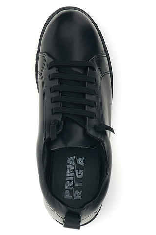 Schwarze Schnürschuhe aus echtem Leder mit Plateau-Sohle Prima riga J01