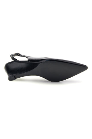 Décolleté Slingback Nera in Effetto Vernice con Punta e Zeppa Mon Dieu RUILY02