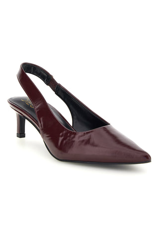 Décolleté Slingback Bordeaux in Effetto Vernice con Punta e Tacco Kitten Mon Dieu 2618401