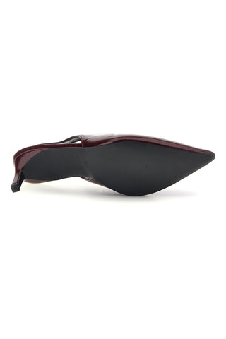 Décolleté Slingback Bordeaux in Effetto Vernice con Punta e Tacco Kitten Mon Dieu 2618401