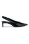 Décolleté Slingback Nera in Effetto Vernice con Punta e Tacco Kitten Mon Dieu 2618401