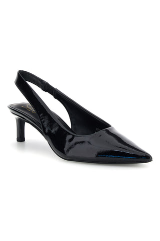 Décolleté Slingback Nera in Effetto Vernice con Punta e Tacco Kitten Mon Dieu 2618401