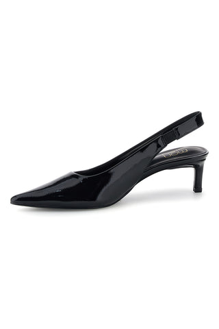 Décolleté Slingback Nera in Effetto Vernice con Punta e Tacco Kitten Mon Dieu 2618401