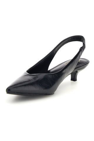 Décolleté Slingback Nera in Effetto Vernice con Punta e Tacco Kitten Mon Dieu 25212530