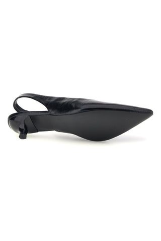 Décolleté Slingback Nera in Effetto Vernice con Punta e Tacco Kitten Mon Dieu 25212530