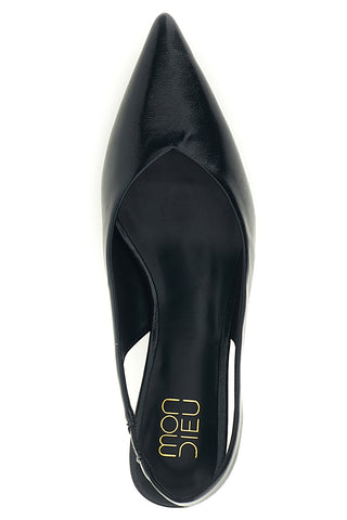 Décolleté Slingback Nera in Effetto Vernice con Punta e Tacco Kitten Mon Dieu 25212530
