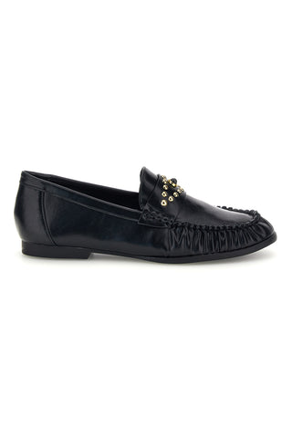 Mocassini Neri con Borchiette Dorate e Bordo Arricciato Le Havre CMD26127