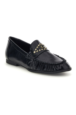 Mocassini Neri con Borchiette Dorate e Bordo Arricciato Le Havre CMD26127