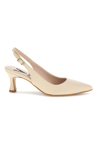 Slingback beige a punta con tacco medio Pittarello vera 3602