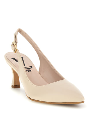 Slingback beige a punta con tacco medio Pittarello vera 3602