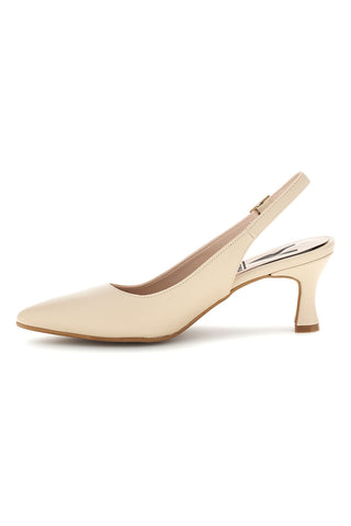 Slingback beige a punta con tacco medio Pittarello vera 3602