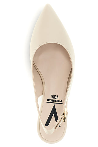Slingback beige a punta con tacco medio Pittarello vera 3602