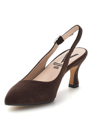 Slingback marroni a punta con tacco medio Pittarello vera 3602