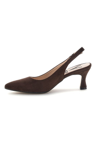 Slingback marroni a punta con tacco medio Pittarello vera 3602