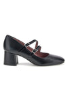 Schwarze Pumps mit doppeltem Riemchen und breitem Absatz Pittarello Glam 7716