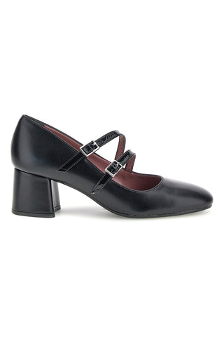 Schwarze Pumps mit doppeltem Riemchen und breitem Absatz Pittarello Glam 7716