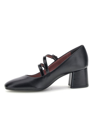 Schwarze Pumps mit doppeltem Riemchen und breitem Absatz Pittarello Glam 7716