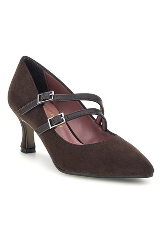 Dunkelbraune Pumps mit doppeltem Riemchen, Pittarello Glam 7362