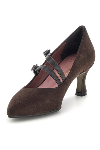 Dunkelbraune Pumps mit doppeltem Riemchen, Pittarello Glam 7362