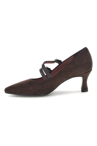 Dunkelbraune Pumps mit doppeltem Riemchen, Pittarello Glam 7362