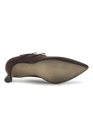 Dunkelbraune Pumps mit doppeltem Riemchen, Pittarello Glam 7362