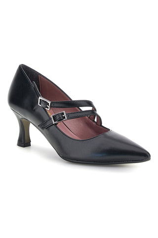 Schwarze Pumps mit doppeltem Riemchen Pittarello Glam 7362