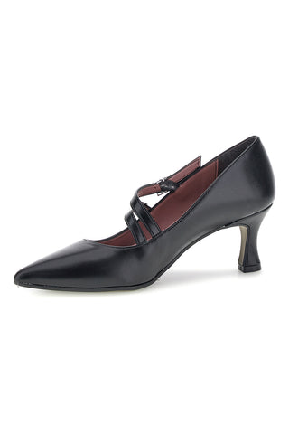 Schwarze Pumps mit doppeltem Riemchen Pittarello Glam 7362