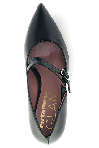 Schwarze Pumps mit doppeltem Riemchen Pittarello Glam 7362