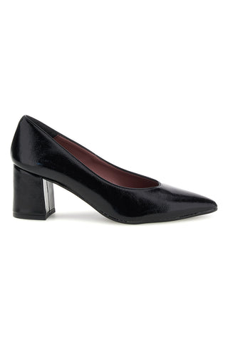 Schwarze, glänzende Pumps mit breitem Absatz – Pittarello glam 7043