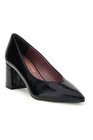 Schwarze, glänzende Pumps mit breitem Absatz – Pittarello glam 7043