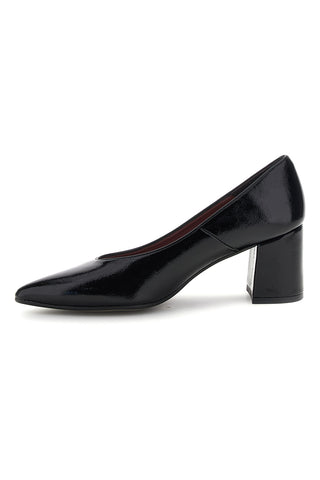 Schwarze, glänzende Pumps mit breitem Absatz – Pittarello glam 7043