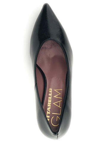 Schwarze, glänzende Pumps mit breitem Absatz – Pittarello glam 7043