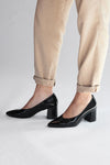 Schwarze, glänzende Pumps mit breitem Absatz – Pittarello glam 7043