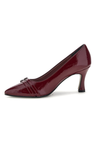 Glänzende Pumps in Bordeauxrot mit Absatz und Schnalle – Pittarello Glam 7407