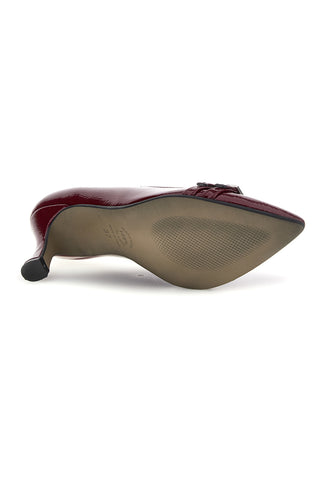 Glänzende Pumps in Bordeauxrot mit Absatz und Schnalle – Pittarello Glam 7407