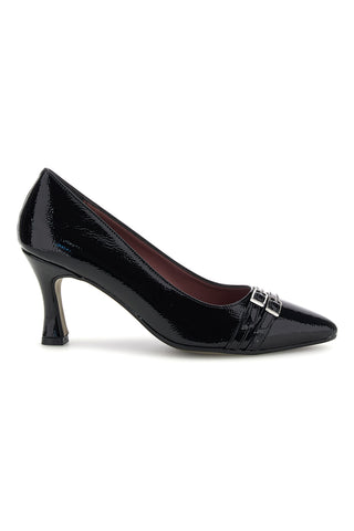 Schwarze, glänzende Pumps mit Absatz und Schnalle – Pittarello Glam 7407