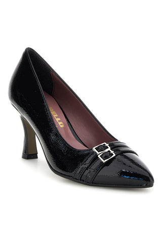 Schwarze, glänzende Pumps mit Absatz und Schnalle – Pittarello Glam 7407