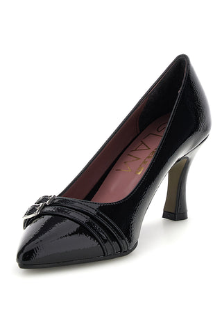 Schwarze, glänzende Pumps mit Absatz und Schnalle – Pittarello Glam 7407