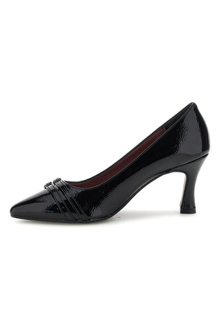 Schwarze, glänzende Pumps mit Absatz und Schnalle – Pittarello Glam 7407