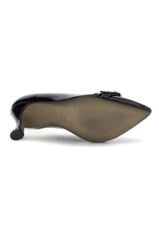 Schwarze, glänzende Pumps mit Absatz und Schnalle – Pittarello Glam 7407