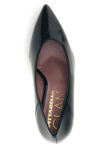 Schwarze, glänzende Pumps mit schmalem Absatz – Pittarello glam 7170