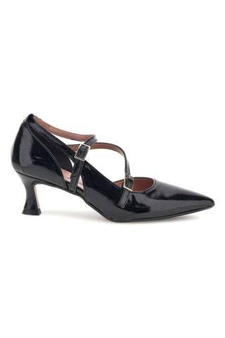 Schwarze Pumps mit Riemchen und Absatz von Francesca Gritti, Modell P6040